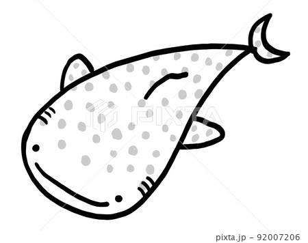 海 生き物 かわいい モノクロのイラスト素材