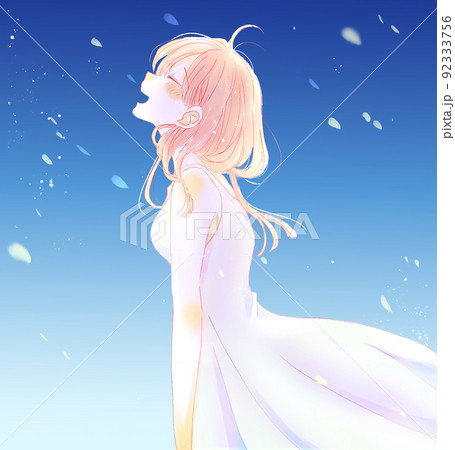 夏 女の子 さわやか ワンピースのイラスト素材