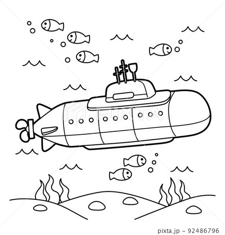 潜水艦 乗り物 子供の絵 手描きのイラスト素材 - PIXTA