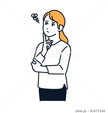 顎に手を添えるのイラスト素材