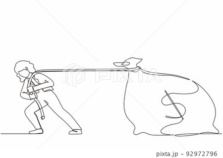 Single continuous line drawing businesswoman holding fishing rod