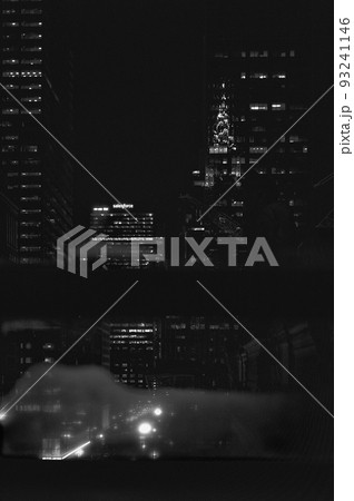 夜景 ニューヨーク アメリカ モノクロ 海外の写真素材