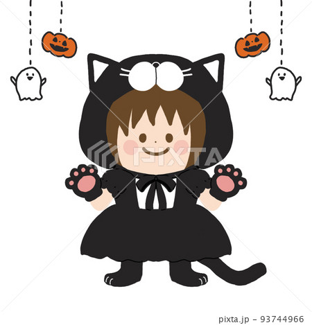 ハロウィン 女の子 猫 仮装のイラスト素材 ハロウィン 女の子 猫 仮装のイラスト素材