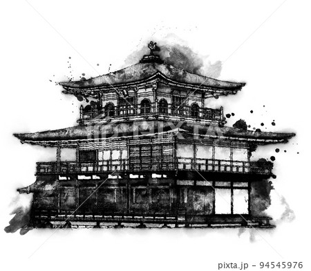 墨絵 寺 水墨画 歴史のイラスト素材 - PIXTA