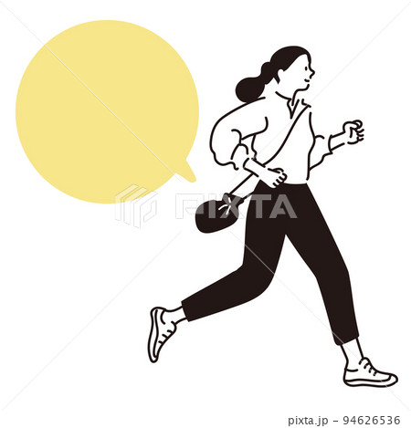 ジョギング 女性 走る 横向きのイラスト素材
