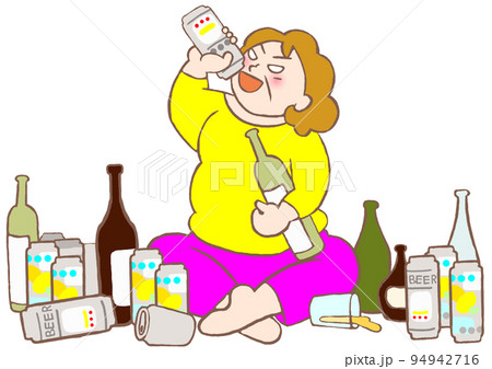 お酒 女性 かわいいのイラスト素材