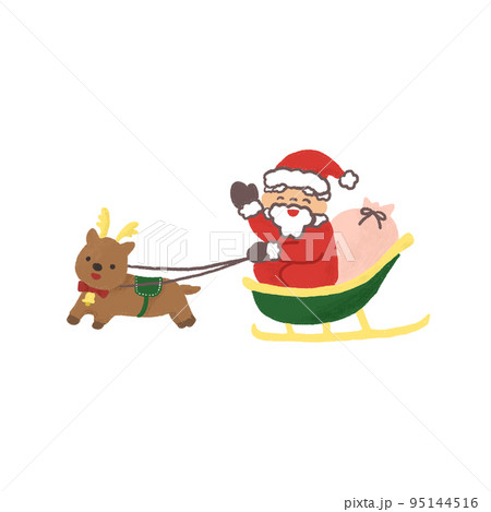 サンタクロース クリスマス トナカイ ソリのイラスト素材