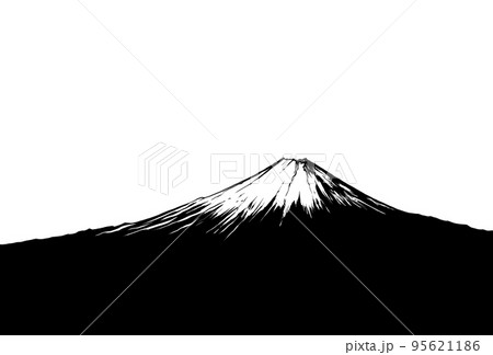 白黒 富士山 モノクロ モノトーンのイラスト素材