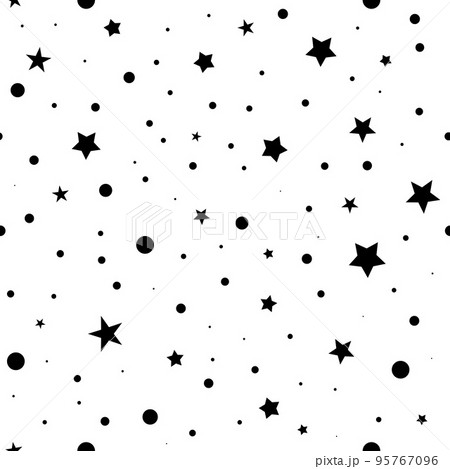 Star seamless pattern. Black stars on white retro background