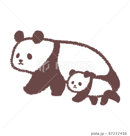 パンダの親子 パンダ ベイビー達 panda 絵画 アート 原画 イラスト 