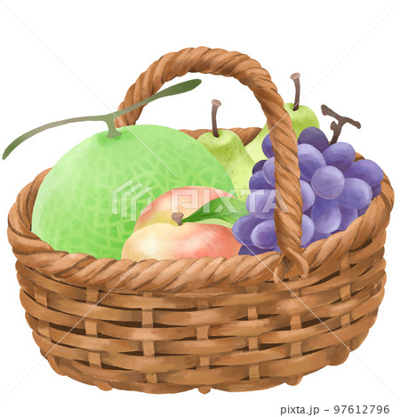果物 バスケット フルーツバスケット 水彩のイラスト素材 - PIXTA