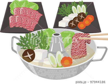 Japanese shabu-shabu hot pot - traditional Vector Image