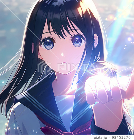 【一点物】 AIイラスト 手を伸ばす美少女 色紙アート 手を伸ばす 女性のイラスト素材 - PIXTA