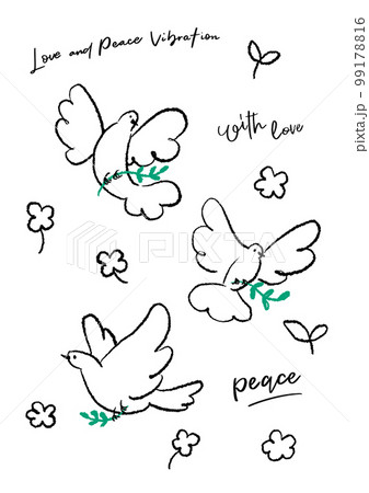 鳩と手の線画アート 手から飛び立つ平和の白い鳩 イラスト素材 [7721465] - フォトライブラリー