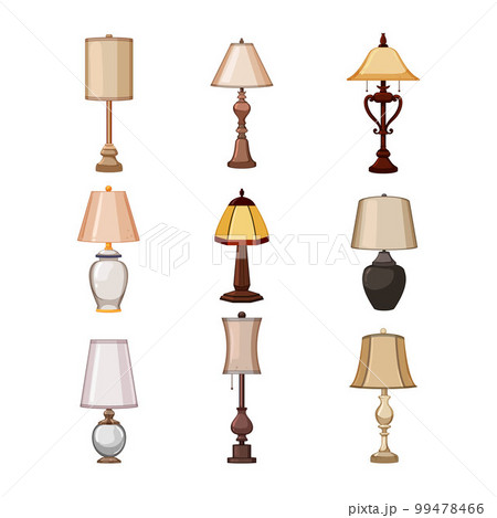 Lamp, Floor Lamp, Wall Lamp. Vector Illustration. Set of Paper Lamp  Stickers. Laser Cut Stock Vector - Illustration of contemporary, lamp:  155651868