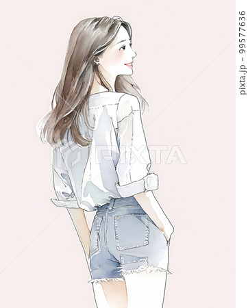 リアリズム人物画 女性の後姿 後ろ姿美人 ？‪🧏🏻‍♀️💞‬ . . . 週末はみんななにするのー