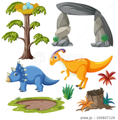 Dino Game Character Objects Vector Illustration: vetor stock (livre de  direitos) 1737951182