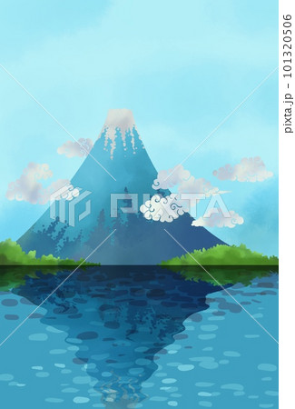 富士山 水彩画 水彩 逆さ富士のイラスト素材 - PIXTA