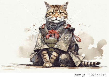 猫 侍 AI イラストの写真素材 - PIXTA