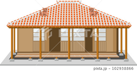 赤瓦 民家 屋根 琉球建築のイラスト素材 - PIXTA
