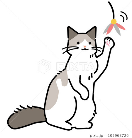猫じゃらし 猫 ベクター おもちゃのイラスト素材 - PIXTA, 画像サイズ:450x469