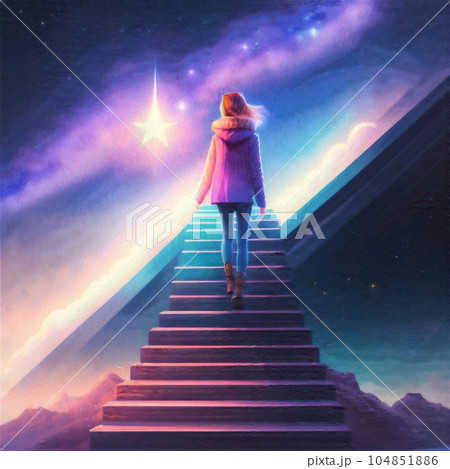 女性 水彩 星 夜空のイラスト素材 - PIXTA