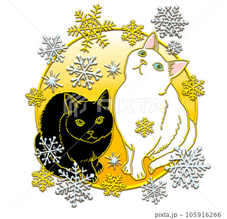 雪とネコのイラスト素材 - PIXTA