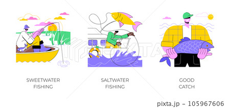 A Set of Items for Fishing with Nets and a Fishing Rod. Vector  Illustrations of Isolated Items for Catching Sea Animals Stock Vector -  Illustration of bobbin, hook: 191169332