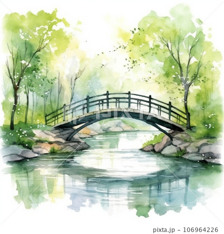 橋 水彩 風景 森のイラスト素材 - PIXTA
