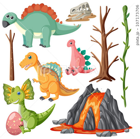 Dino Game Character Objects Vector Illustration: vetor stock (livre de  direitos) 1737951182