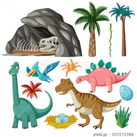 Dino Game Character Objects Vector Illustration: vetor stock (livre de  direitos) 1737951182