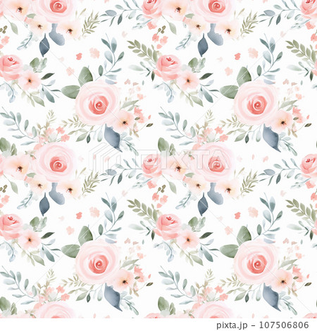 Seamless pattern, tileable striped pink floral country style print