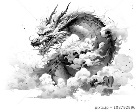 ドラゴン 龍 水墨画 雲のイラスト素材 - PIXTA