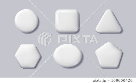 Button pin badge. White blank badge mockup. Realistic vector 3d