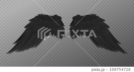 Realistic black wings. Angel black wings or - Stock Illustration  [107871486] - PIXTA
