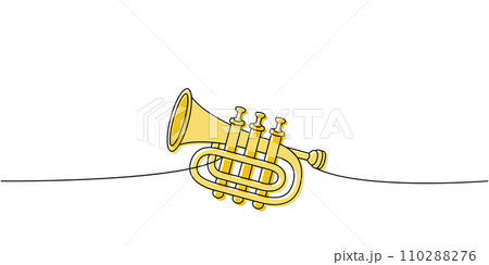 Premium Vector  Golden trumpet icon cartoon brass music instrument