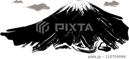 富士山 墨絵 富士 白黒のイラスト素材 - PIXTA