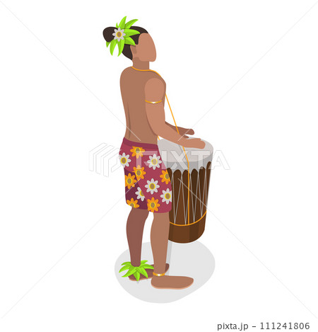 Dancing girl in Hawaii traditional dress. - Stock Illustration  [48449394] - PIXTA