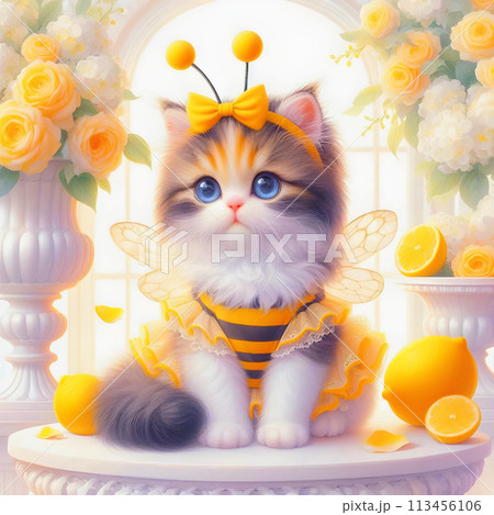 猫 イラスト 薔薇 花のイラスト素材 - PIXTA