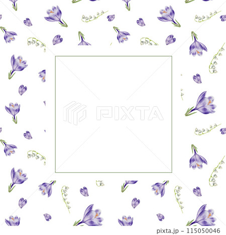 クロッカス フレーム 枠 水彩画のイラスト素材 - PIXTA