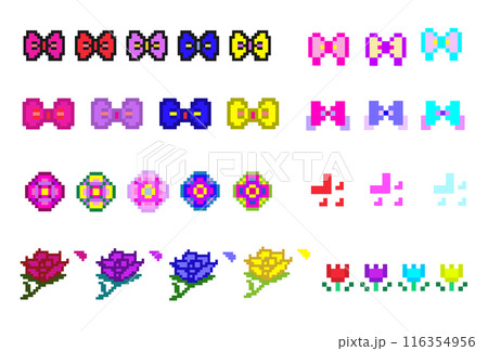 ドット絵 リボン カラフル ゲームのイラスト素材 - PIXTA