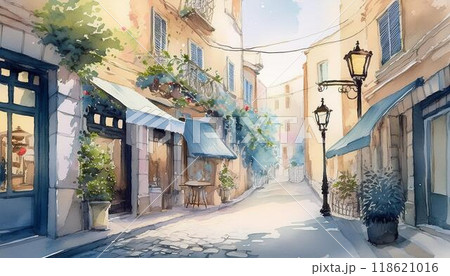 イタリア 路地 裏路地 街のイラスト素材 - PIXTA