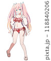 アニメ風のかわいい水着の女の子と上半身表情差分のイラスト素材