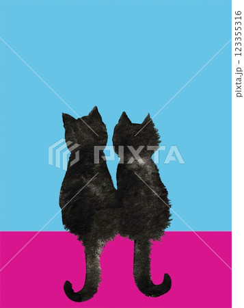 猫 黒 二匹 ねこのイラスト素材 - PIXTA