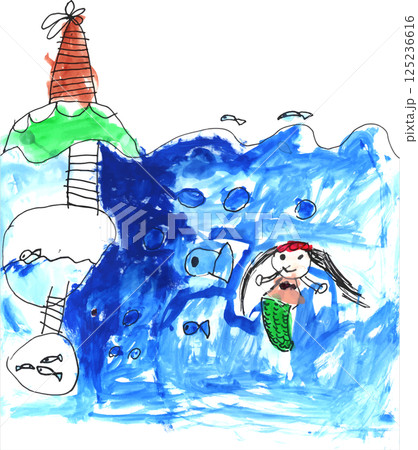 手描きイラスト＊オリジナル『狭い水槽の人魚』 人魚姫手描きイラスト｜無料イラスト・フリー素材なら「イラストAC」