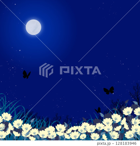 満月と月見草 月見草のイラスト素材 - PIXTA