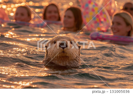 海のカワウソの写真素材 - PIXTA