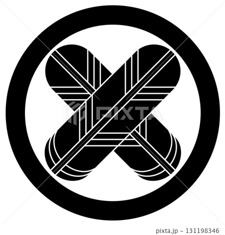 丸に違い鷹の羽のイラスト素材 - PIXTA