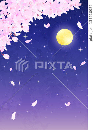 桜 夜桜 月の写真素材 - PIXTA