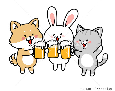 生ビール 猫 酒 イラストの写真素材 - PIXTA